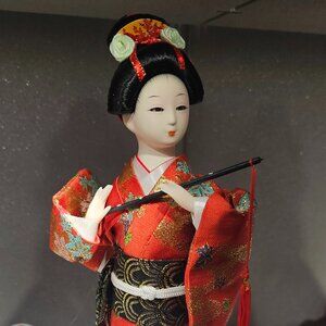 Traditional Japanese Geisha Doll Red Kimono